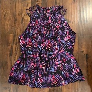 Strappy Palm Tree Print Georgette Top